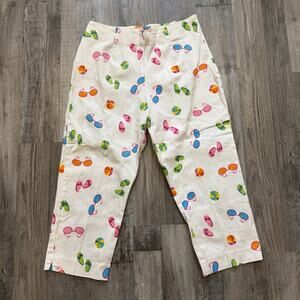 Briggs Women’s Capris White Beach Theme Stretch W29”x L21” Vintage USA Made